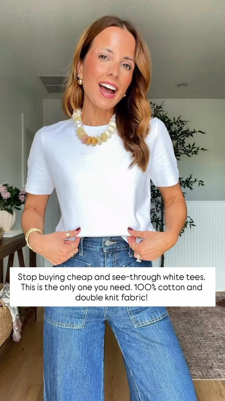 Bougie on a budget! I’m picky, here’s what’s worth it! I love this white crewneck t-shirt in 2XS. 100% cotton and double knit material! Casual outfit. Everyday outfit. Fall outfit. Elevated casual outfit. Capsule wardrobe.

#LTKootd #LTKSeasonal #LTKgrwm