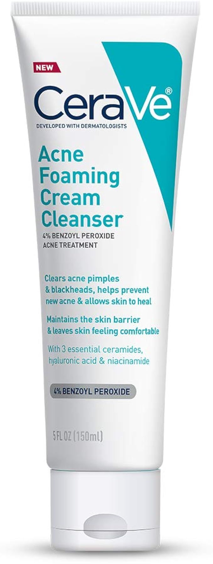 CeraVe Acne Foaming Cream Cleanser | Acne Treatment Face Wash with 4% Benzoyl Peroxide, Hyaluroni... | Amazon (US)