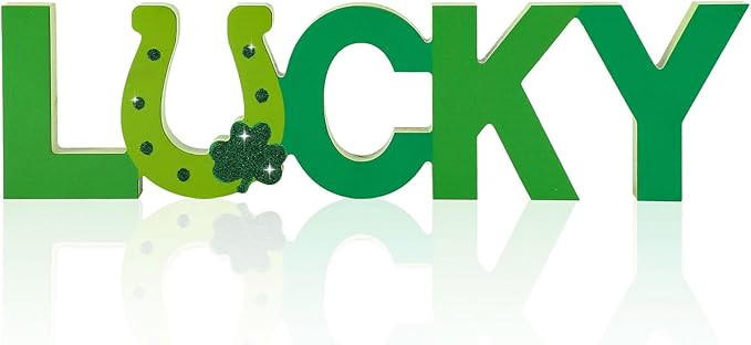 COCHIE Wooden St. Patrick's Day Lucky Sign, St Patricks Day Decorations for Home, Office, Shelf, ... | Amazon (US)