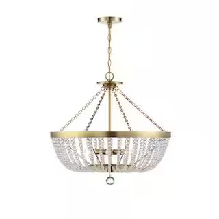 Bergamo 6-Light Warm Brass Crystal Pendant Light | The Home Depot