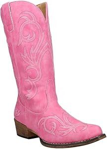 ROPER Womens Riley Round Toe Casual Boots Mid Calf Low Heel 1-2" - Black | Amazon (US)