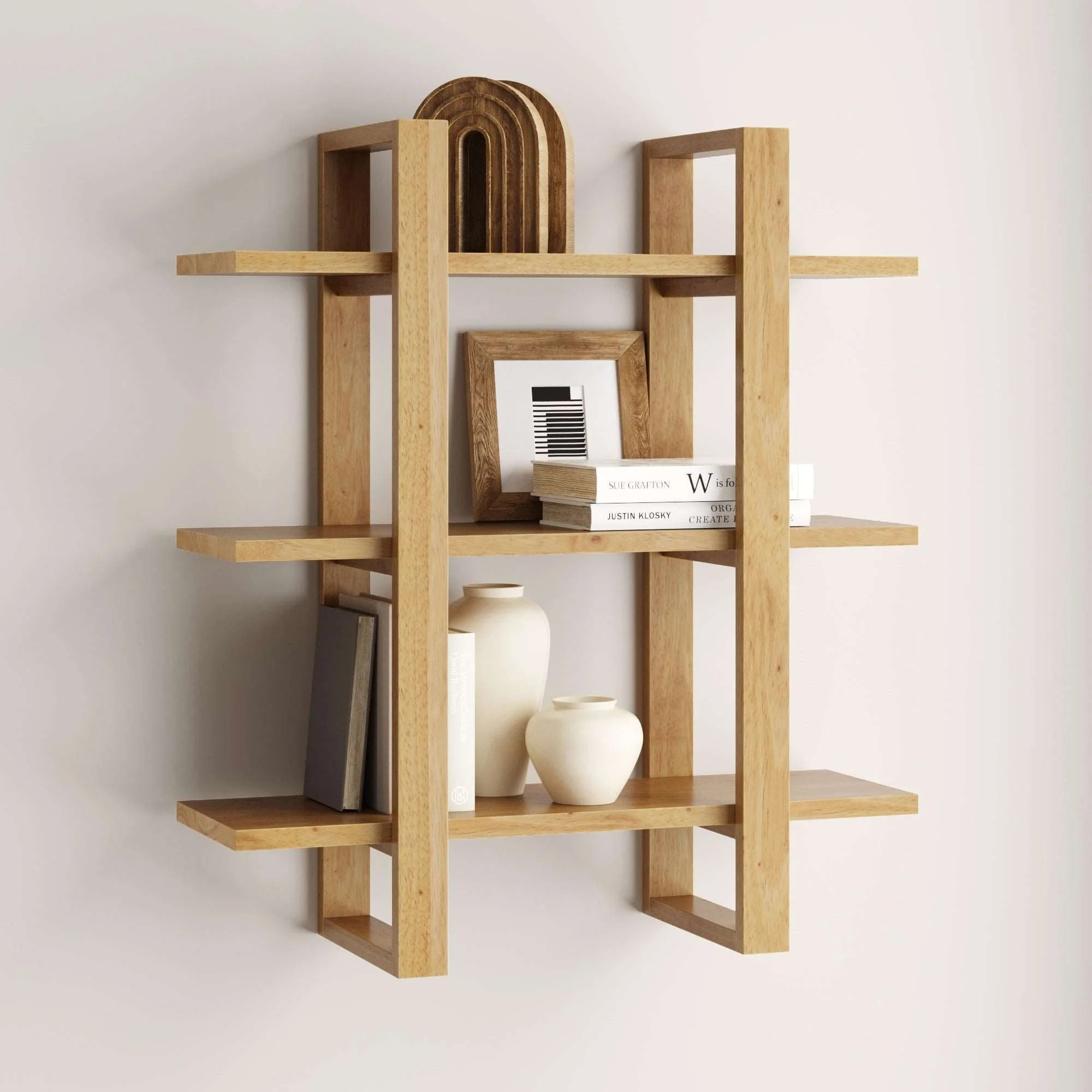 Solid Wood Adjustable Wall Shelf Warm Pine | Nathan James