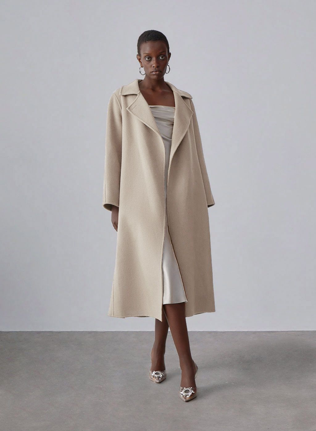 Maison Earth-Tone Belted Wool Coat | Silk Maison