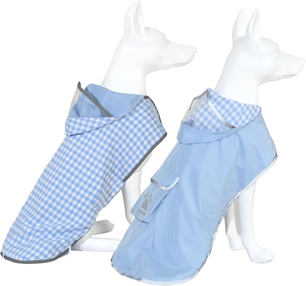 MAMORE Dog Raincoat Reversible,Waterproof Dog Rain Coat Hooded Slicker Poncho with Reflective Str... | Amazon (US)