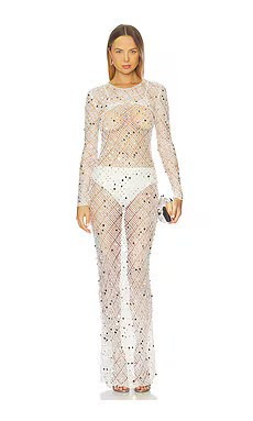 Paris Georgia Vera Dress With Shrug in Cream & Silver from Revolve.com | Revolve Clothing (Global)