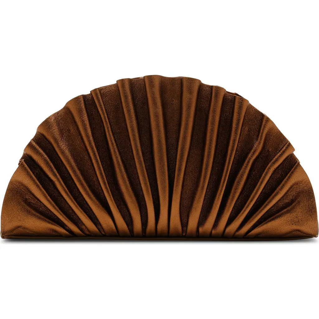 Cult Gaia Nala Pleated Leather Clutch in Bronze at Nordstrom | Nordstrom