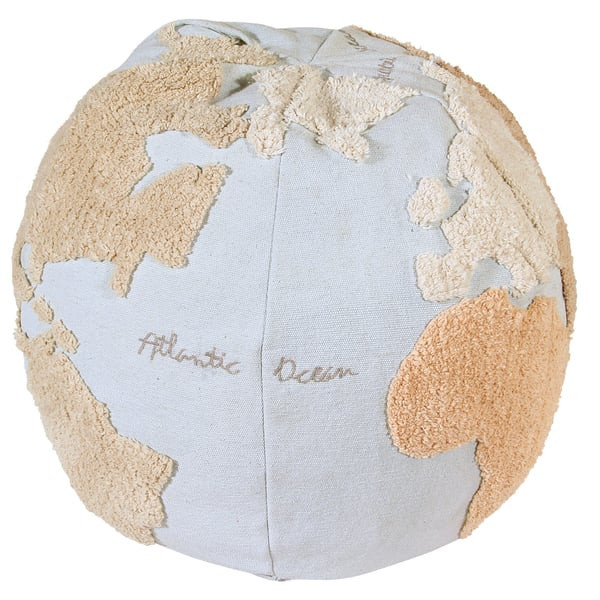 Back to School - World Map Washable Pouf | Rugs Direct