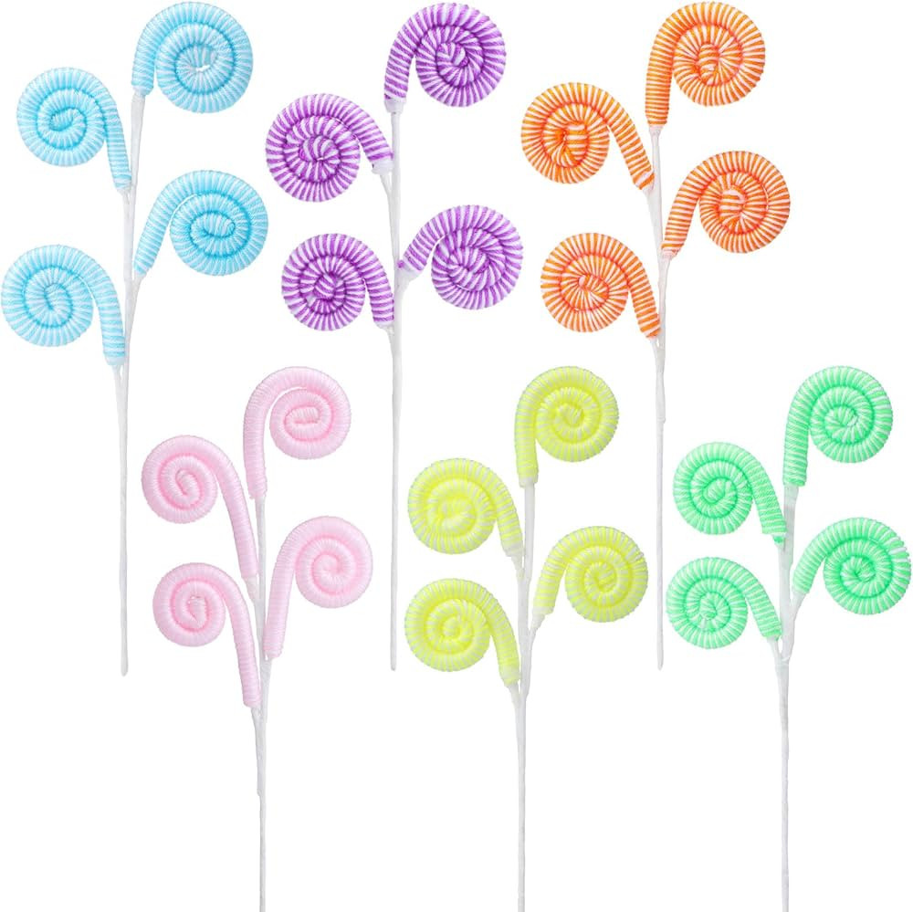 6 Pcs Christmas Tree Picks Decoration Sandworm Decor Woolen Candy Curly Pick Xmas Toppers Branche... | Amazon (US)