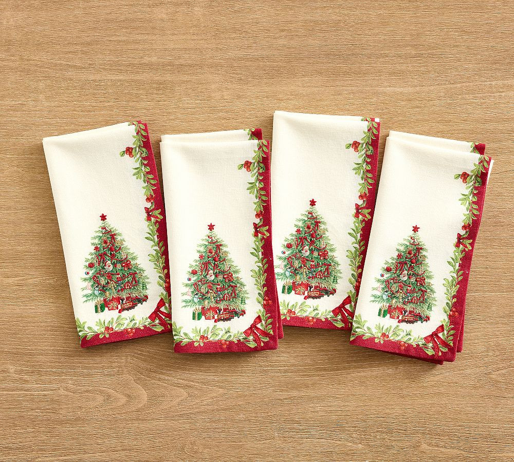 Nostalgic Christmas Icon Embroidered Cotton Twill Napkins - Set of 4 | Pottery Barn (US)