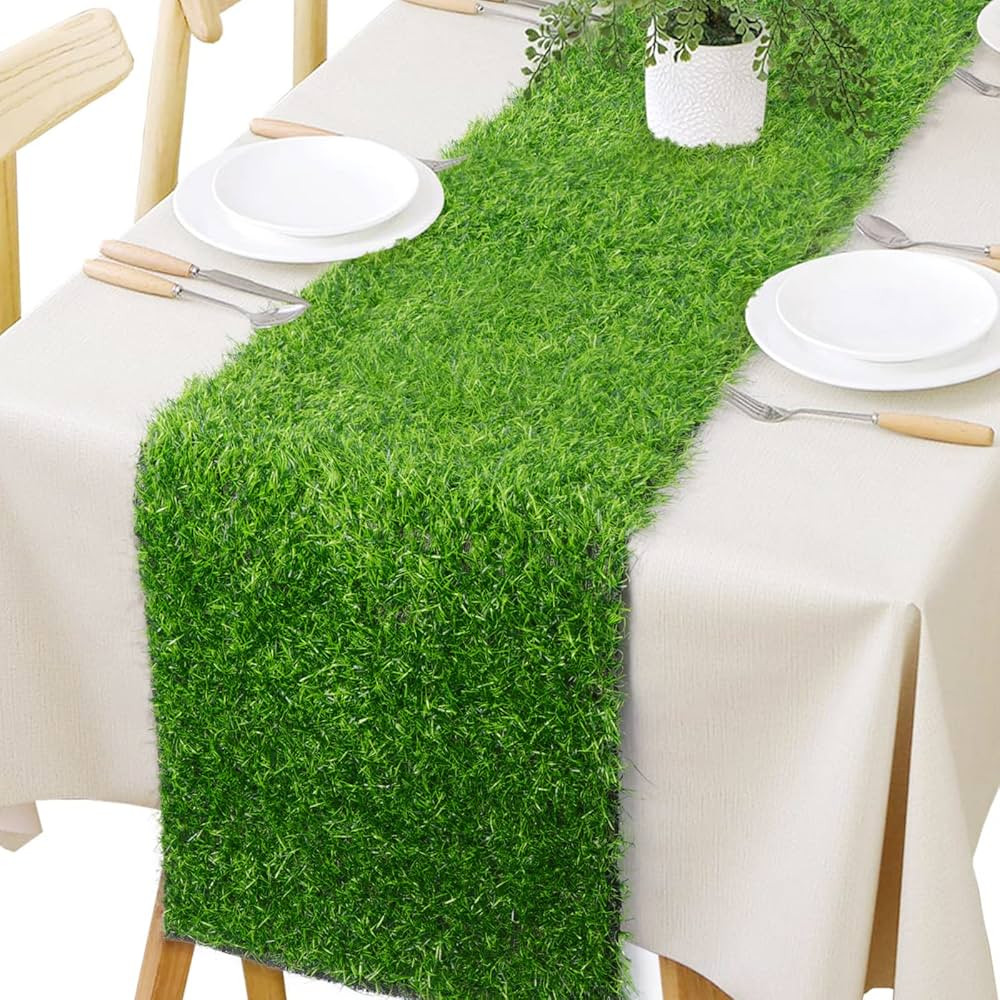 Hooqict Artificial Grass Table Runner 12 x 72 Inch Reusable Fake Grass Table Runner Green Faux Gr... | Amazon (US)
