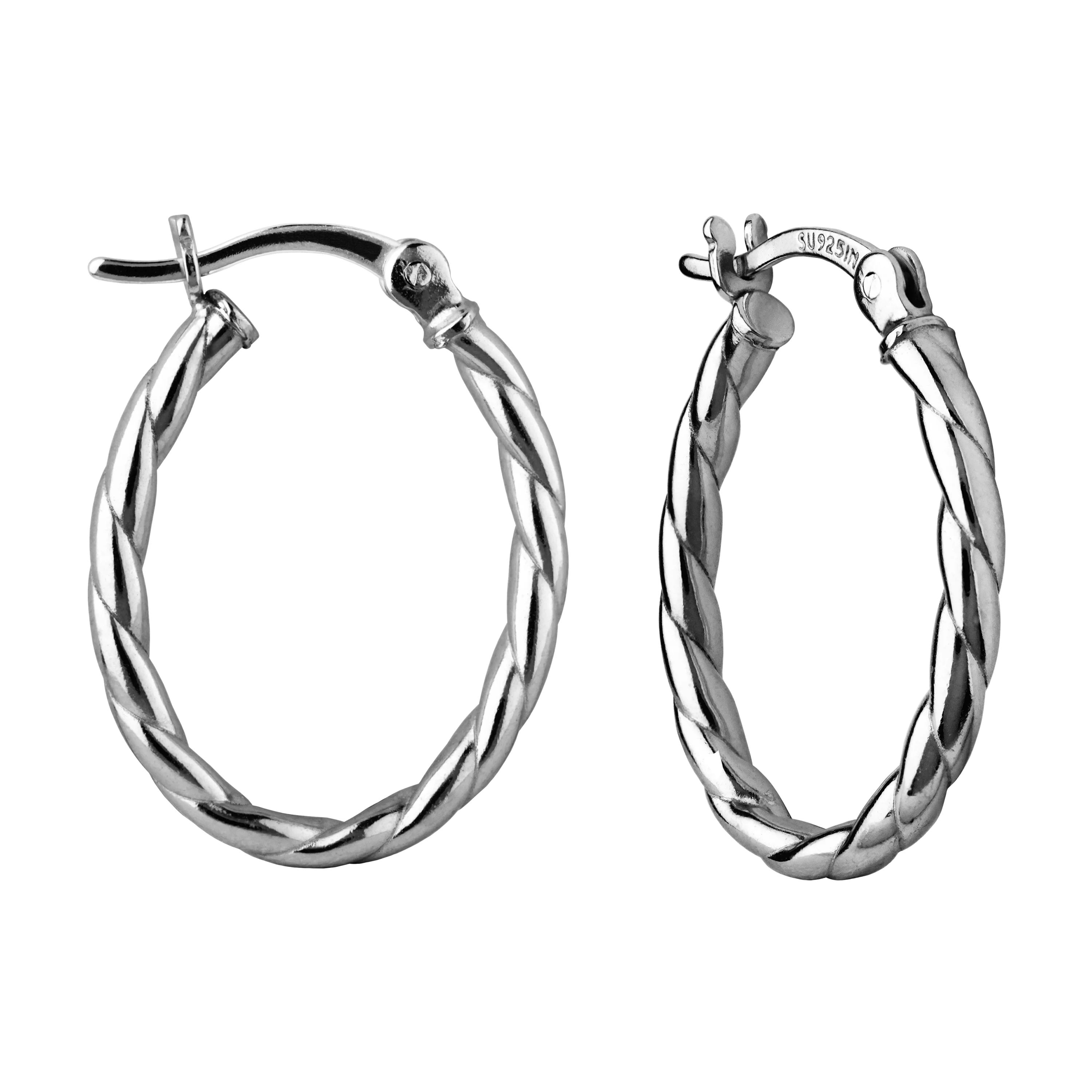 Brilliance Fine Jewelry Sterling Silver Oval Rope Twist Hoop Earrings | Walmart (US)