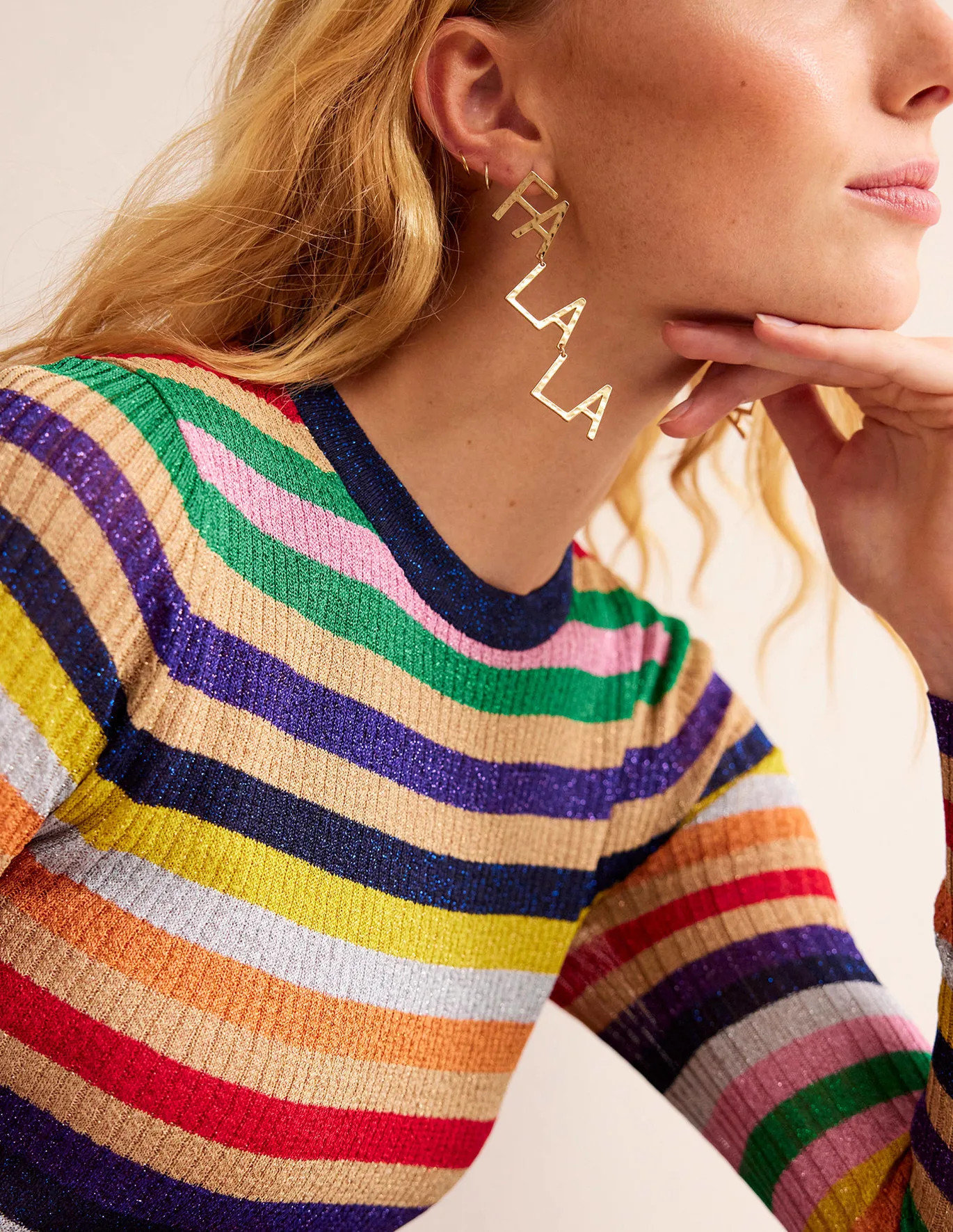 Festive Stamp Earrings - Fa La La | Boden (US)