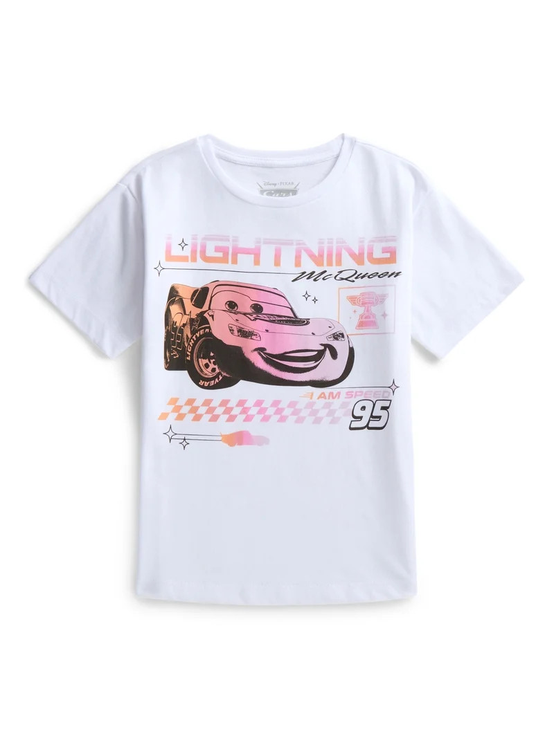 Cars Girls Lightning McQueen Graphic T-Shirt with Short Sleeves, Sizes 4-16 | Walmart (US)