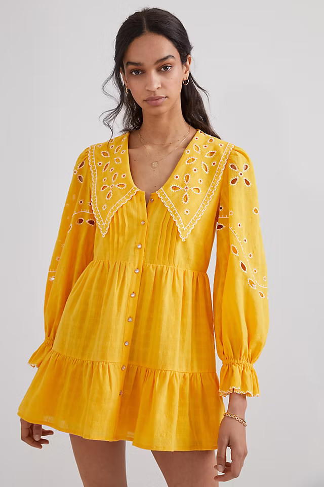 Marigold Eyelet Mini Dress | Anthropologie (US)