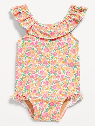Printed Ruffle-Trim One-Piece Swimsuit for Baby | Old Navy (US)