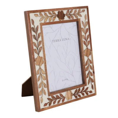 Amma 4" x 6" Picture Frame - Blue and White Floral Petals Polyresin Portrait Holder - Decorative Glass Frame for Home or Office - Sentimental Gift Ide | Wayfair North America