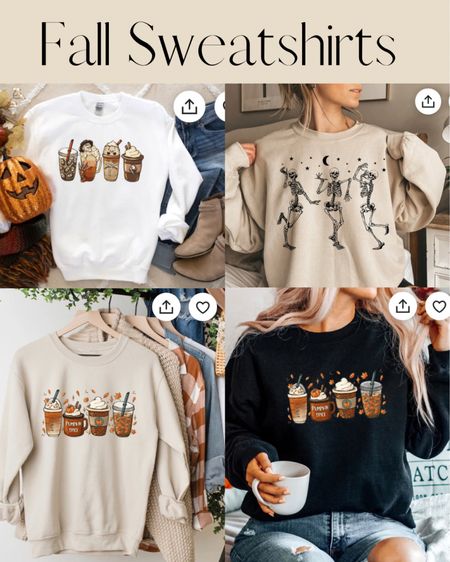 Fall sweatshirts. Pumpkin Spice sweatshirt. Fall style. Fall outfits. Coffee sweatshirts. Skeleton sweatshirts.
Halloween sweatshirts. Halloween outfits. Halloween costumes. 

#LTKunder50 #LTKSeasonal #LTKstyletip
