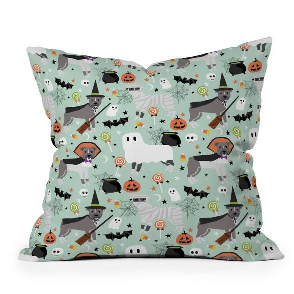 16"x16" Pet Friendly Pitbull Halloween Costumes Dogs Square Throw Pillow Green - Deny Designs | Target