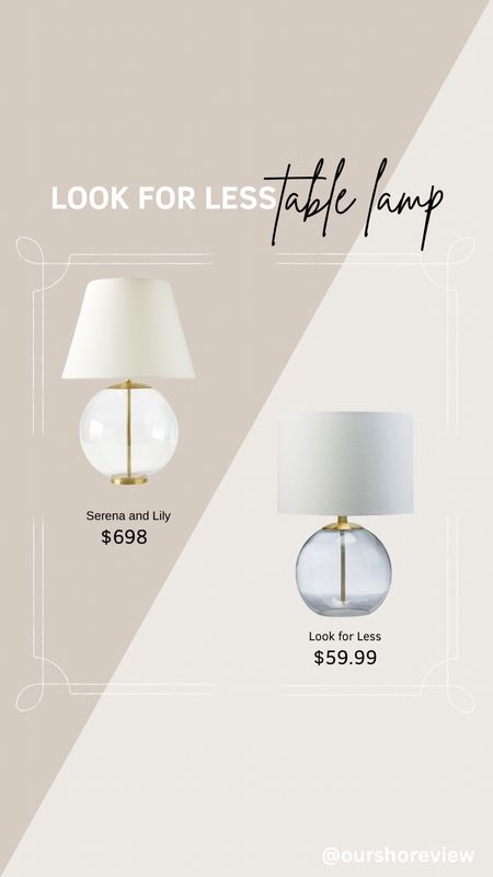 Glass and brass table lamp, globe lamp, Serena and Lily look for less, designer look for less, designer dupe, light and airy lamp, bedside lamp, bedroom lampp

#LTKhome