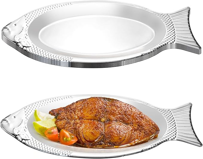 6 Pack Fish Serving Platter, Stainless Steel Fishes Dish Fish Shaped Plate, Large Sizzling Platte... | Amazon (US)