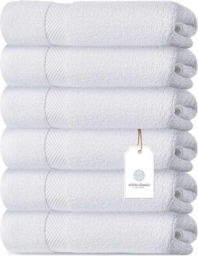 Luxury White Hand Towels - Soft Circlet Egyptian Cotton | Highly Absorbent Hotel spa Bathroom Tow... | Amazon (US)
