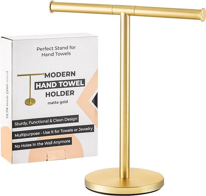 Debodda Modern Hand Towel Stand for Bathroom, Kitchen or Vanity, Height 13.78”, Free Standing G... | Amazon (US)