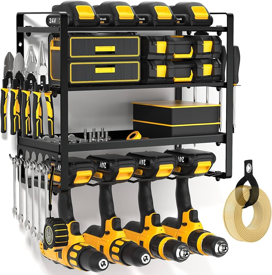 POKIPO Power Tool Organizer Wall Mount, Heavy Duty Drill Holder, Garage Tool Organizer and Storag... | Amazon (US)