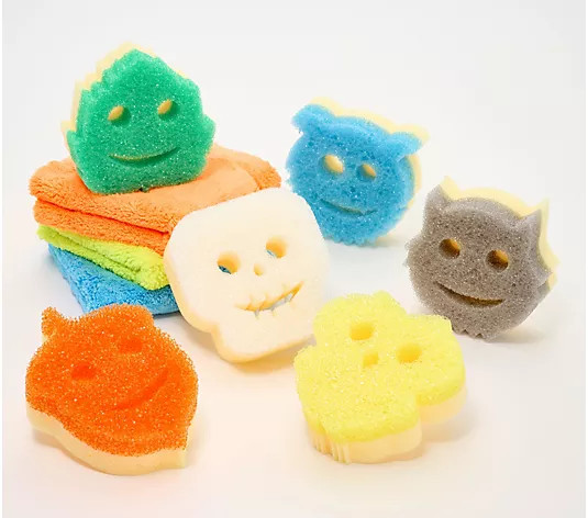 Scrub Mommy 6-Piece Harvest Sponge Set w/ 3 Microfiber Towels | QVC