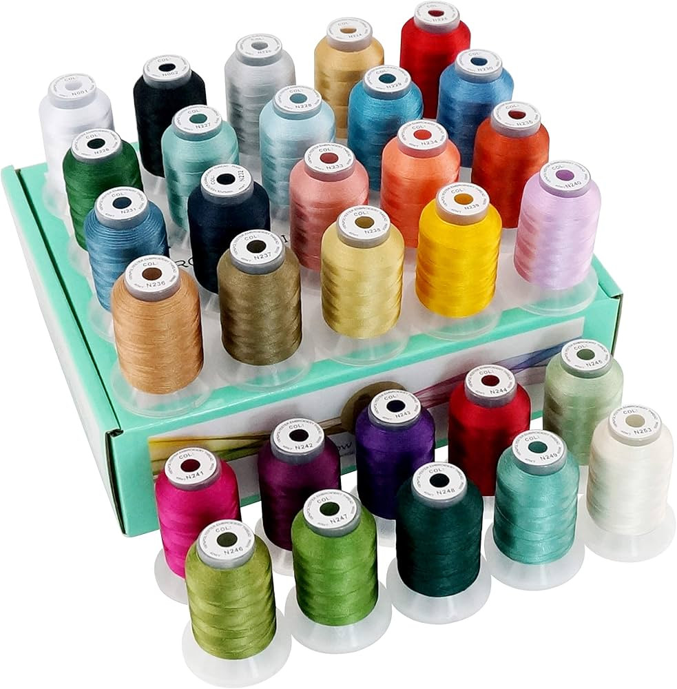 New brothread 30 Colors Polyester Embroidery Machine Thread Kit 500M (550Y) Each Spool - Colors C... | Amazon (US)
