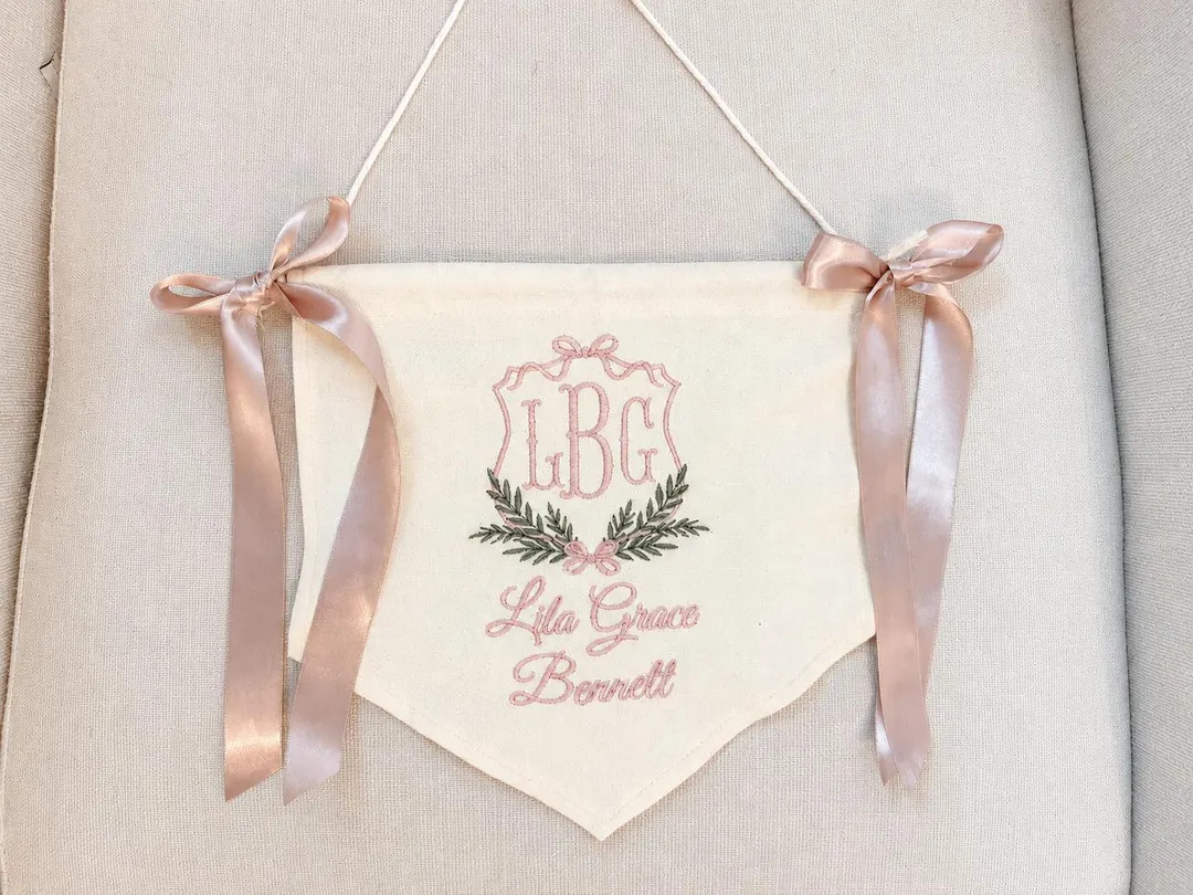 Personalized Embroidered Baby Name Banner – Custom Monogram Nursery Flag, Heirloom Keepsake - E... | Etsy (Global)