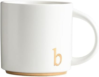 COLLECTIVE HOME - Monogram Ceramic Mugs, 15 oz Golden Initial Coffee Cups, Elegant Alphabet Tea M... | Amazon (US)