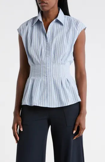 Pinstripe Pleated Sleeveless Shirt | Nordstrom Rack