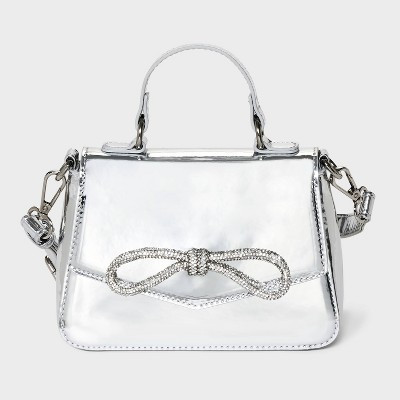 Mini Bow Top Handle Crossbody Bag - Wild Fable™ Silver | Target
