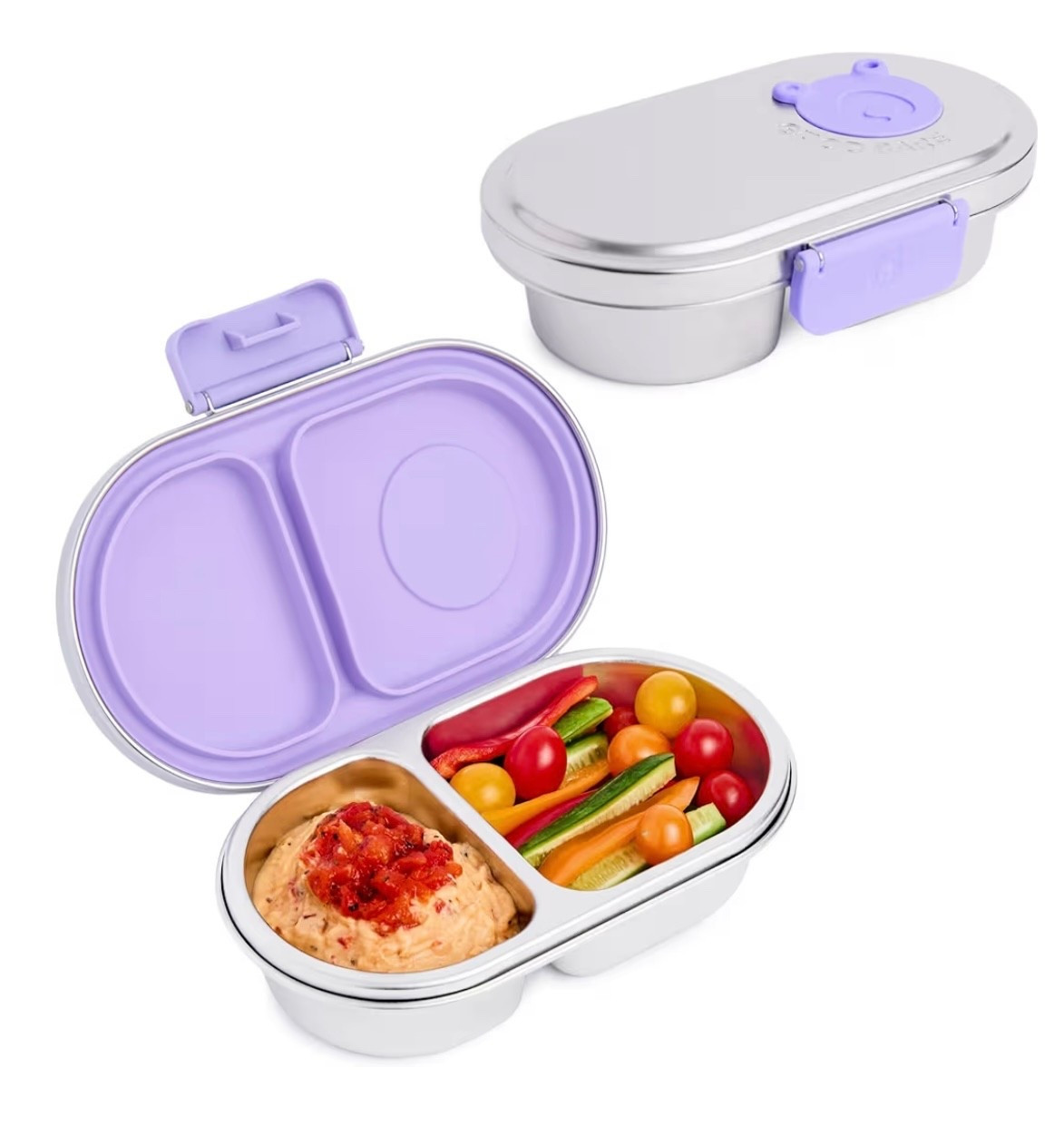 Good Bare Stainless Steel Snack Container for Kids - 2
Compartment Metal Bento Box, Leakproof, Non-Toxic, Easy-Open Latch, Dishwasher Safe, Small Snack Pack, Perfect for On-the-Go (Lavender Mist)

Nontoxic toddler baby snack container 

#LTKTravel #LTKBaby #LTKKids