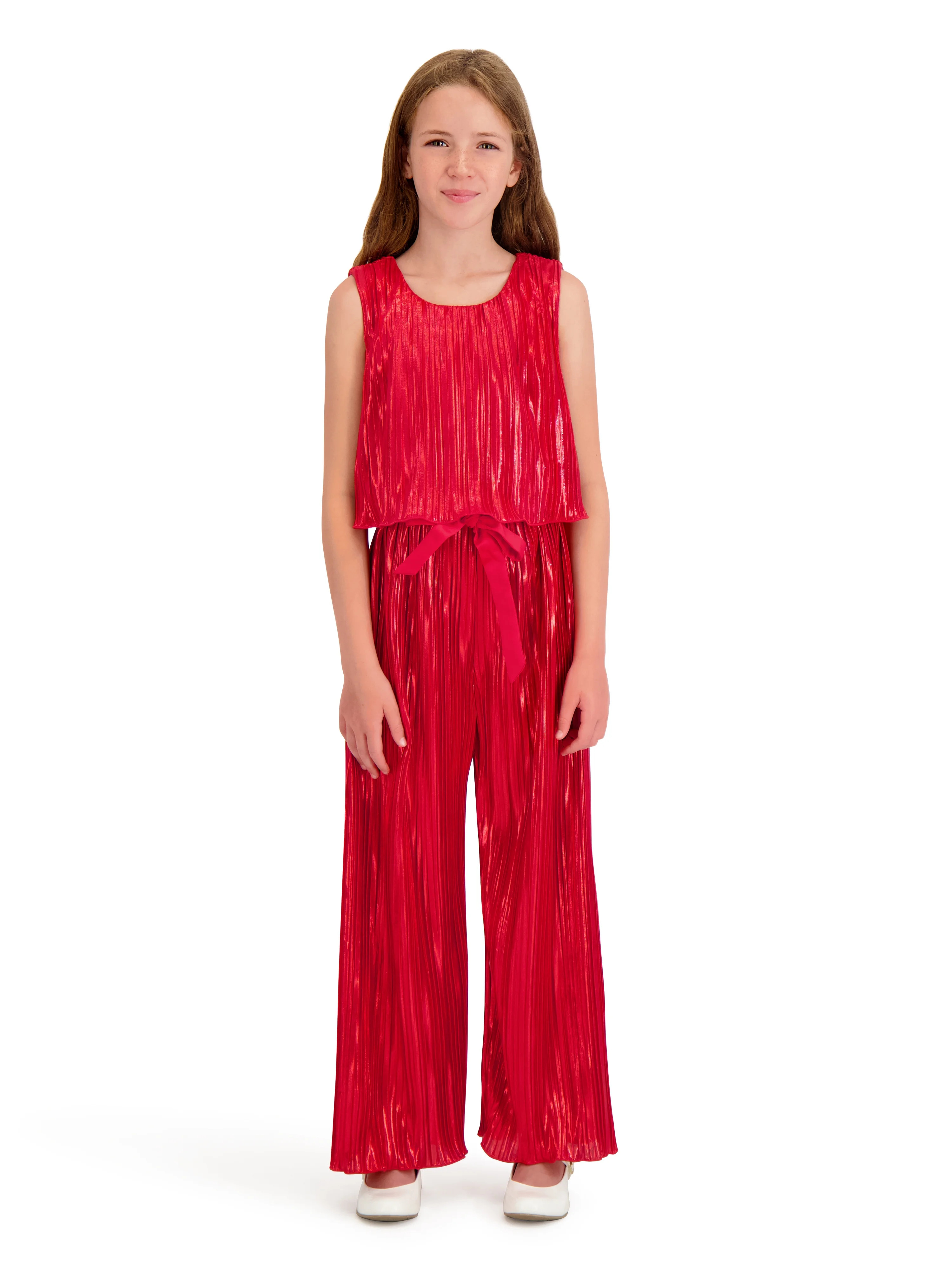 Kensie Girl Sleeveless Belted Metallic Jumpsuit, Sizes 4-16 | Walmart (US)