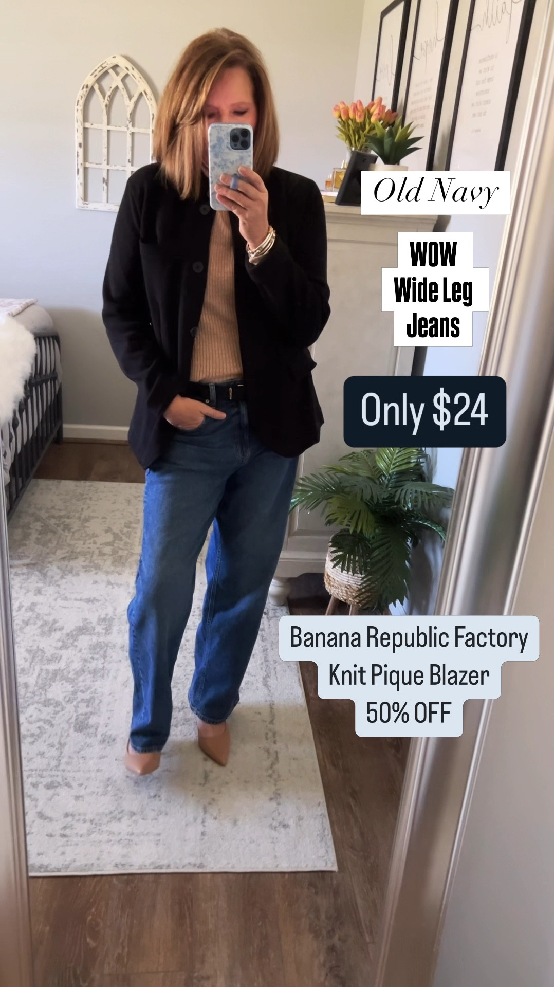 Banana Republic Factory Knit Pique Blazer 50% off styled with Time and Tru turtleneck and old Navy WOW wide leg jeans and kitten heels. All items fit tts!! 

Winter outfit, blazer, workwear, casual chic, jeans, dsw, sale, Walmart fashion, old navy outfits, Christmas, holidayy

#LTKSaleAlert #LTKCyberWeek #LTKStyleTip

#LTKStyleTip #LTKFindsUnder50 #LTKSaleAlert