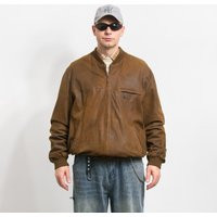 Leather Bomber Jacket Brown Vintage Suede Men Size Xxl/Xxxl | Etsy (US)