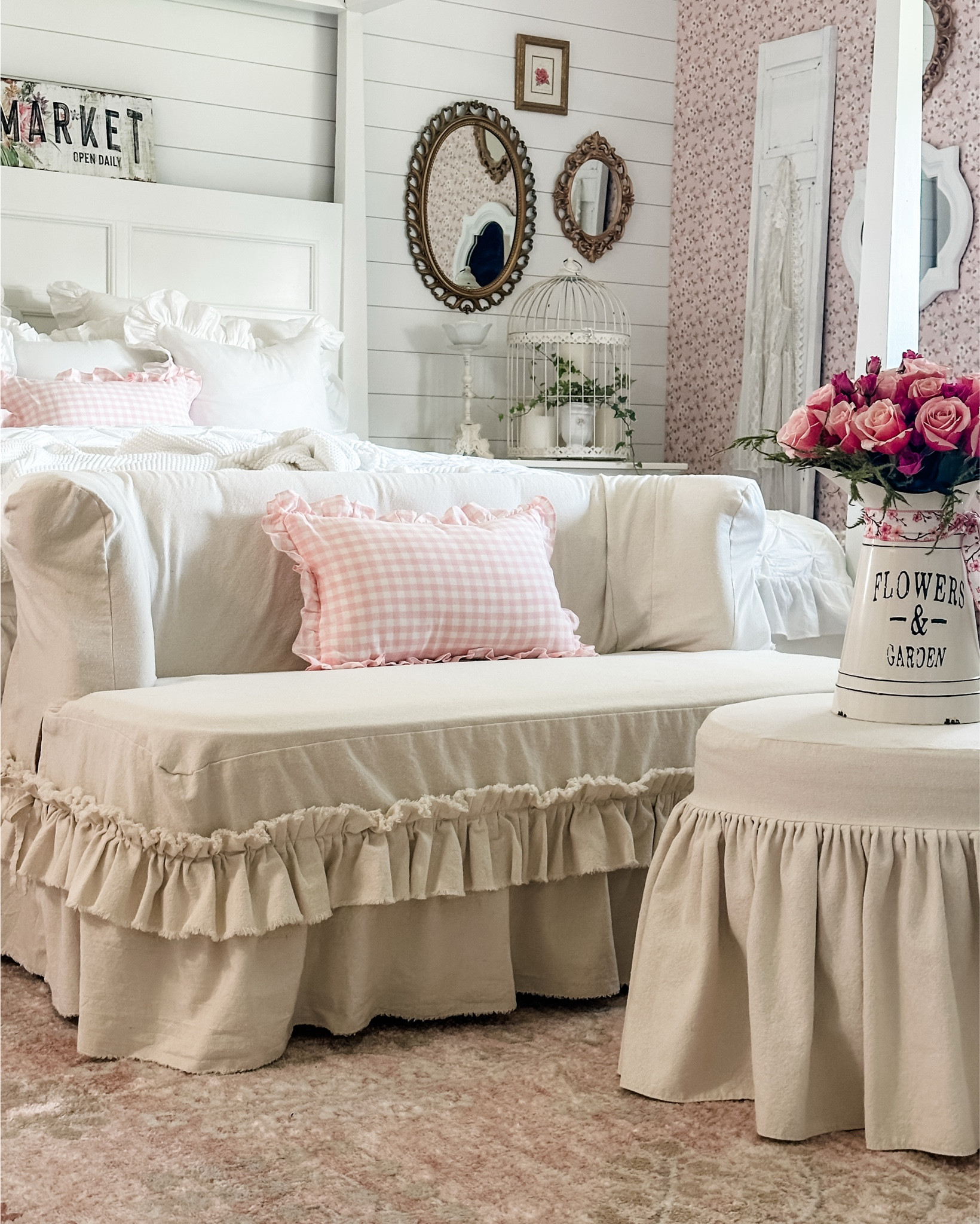 Love my custom stool and ottoman slipcover and my ruffle custom settee slipcover. 

Hand made and do beautiful! Creating cottage cozy bedroom 

Etsy custom covers

Slip Cover for Round or Oval
Ottoman, Custom
Size, Ruffled, Creamy White,Gray or Ivory Cotton, French
Country,Farmhouse, Boho styles
Slipcovers



#LTKHome #LTKActive #LTKxMadewell