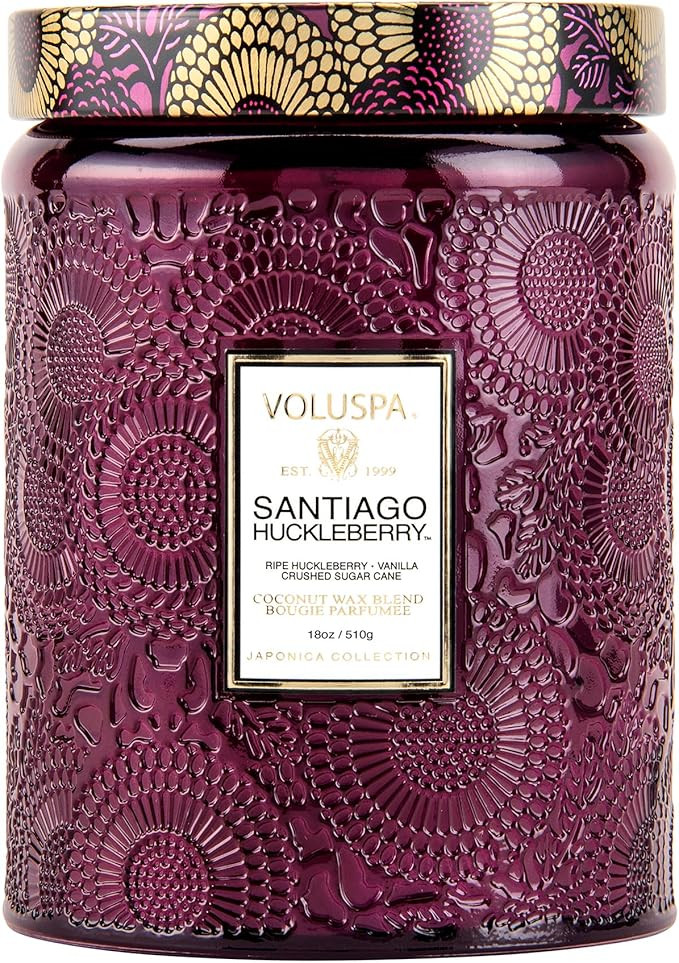 Voluspa Santiago Huckleberry, Large Candle Jar, 18 oz, 100 Hour Burn Time, Coconut Wax for Clean ... | Amazon (US)