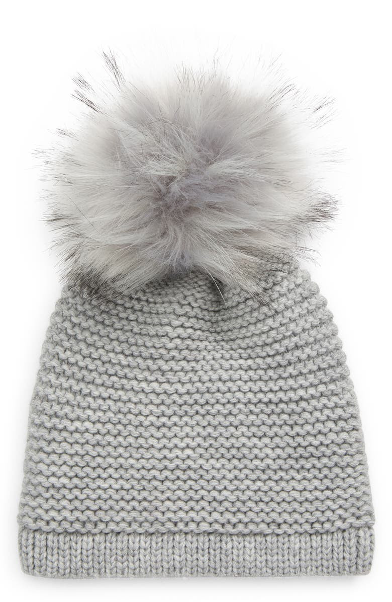 Wool Blend Beanie with Faux Fur Pom | Nordstrom | Nordstrom