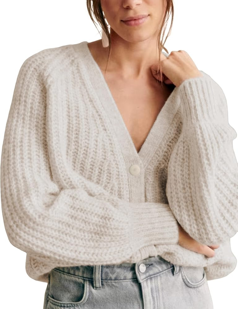 Women's Long Sleeve Cardigan Button Down Casual V-Neck Lightweight Sweater Fall Winter Knit Tops ... | Amazon (US)