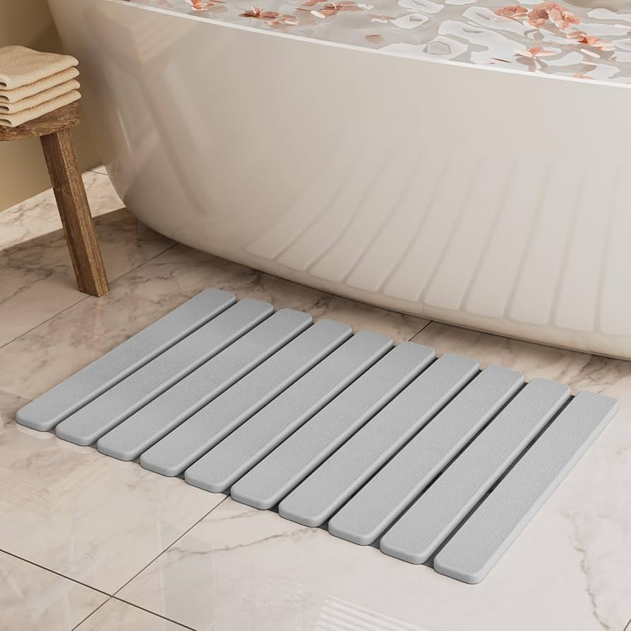 Foldable Stone Bath Mat, Quick Dry Stone Drying Mats for Bathroom, Super Absorbent Rollable Bath ... | Amazon (US)