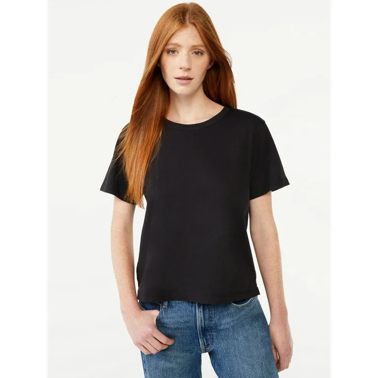 Free Assembly Women's Crop Box Tee with Short Sleeves - Walmart.com | Walmart (US)