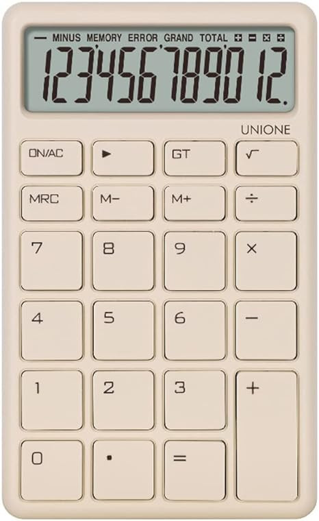 UNIONE Pocket & Desktop Beige Calculator with a Bright LCD, Dual Power Handheld Desktop. Color. B... | Amazon (US)