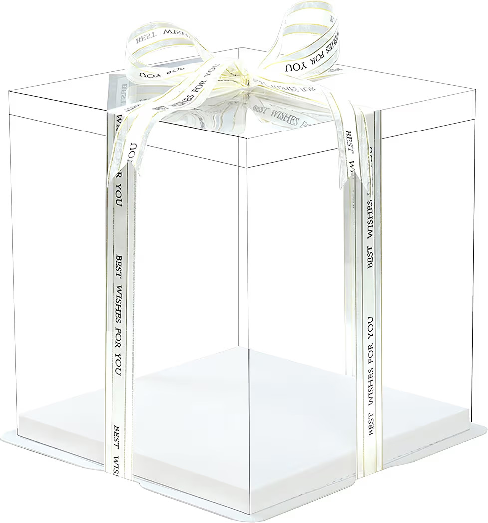 5 Pcs, 12'x12'x11' inch Food Grade Clear Plastic Display Boxes, 29.4 x 29.4 x 25 cm with Ribbon, ... | Amazon (US)