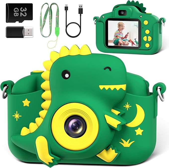 Kids Camera, Dinosaur Toddler Digital Camera for Ages 3-12 Boys Girls Childrens, Christmas Birthd... | Amazon (US)