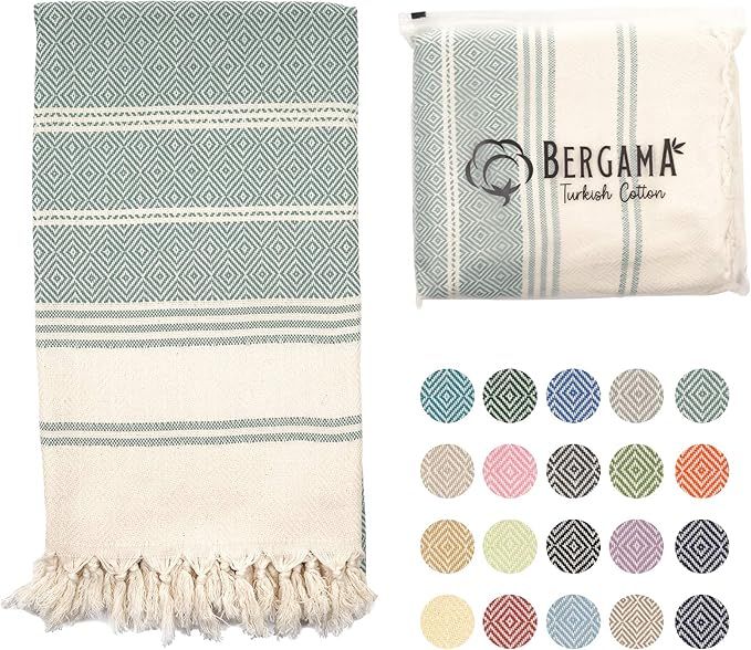 Turkish Beach Towel | 100% Cotton, Prewashed, 38 x 71 Inches | Quick Dry, Sand Free, Lightweight ... | Amazon (US)