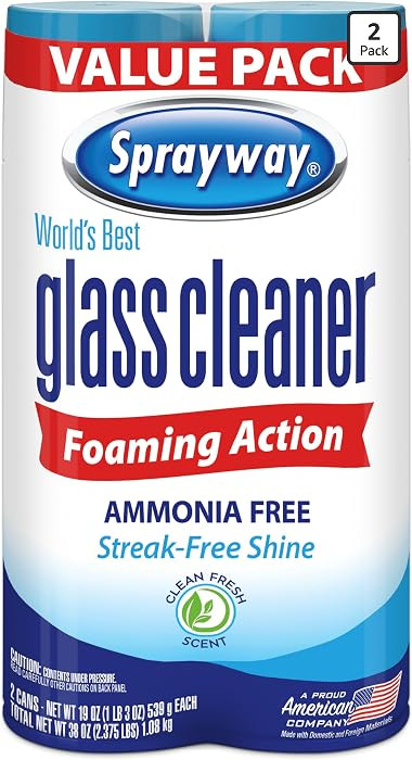 Sprayway Glass Cleaner Foaming Aerosol Spray, 19oz, Pack of 2 | Ammonia-Free, Streakless, Fast-Ac... | Amazon (US)