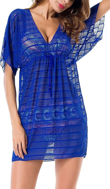 Costyleen Womens Summer Sexy See-Through Bikini Cover up Sun Protective Beach Dress | Amazon (US)