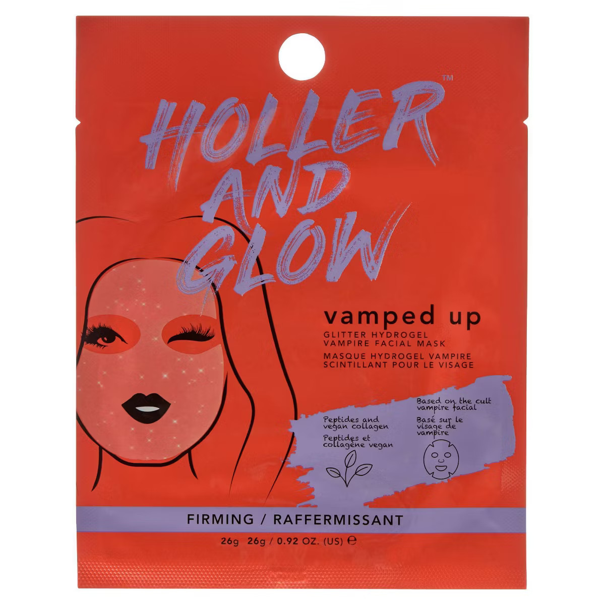 Holler and Glow Vamped Up Glitter Hydrogel Vampire Facial Mask - 0.78oz | Target